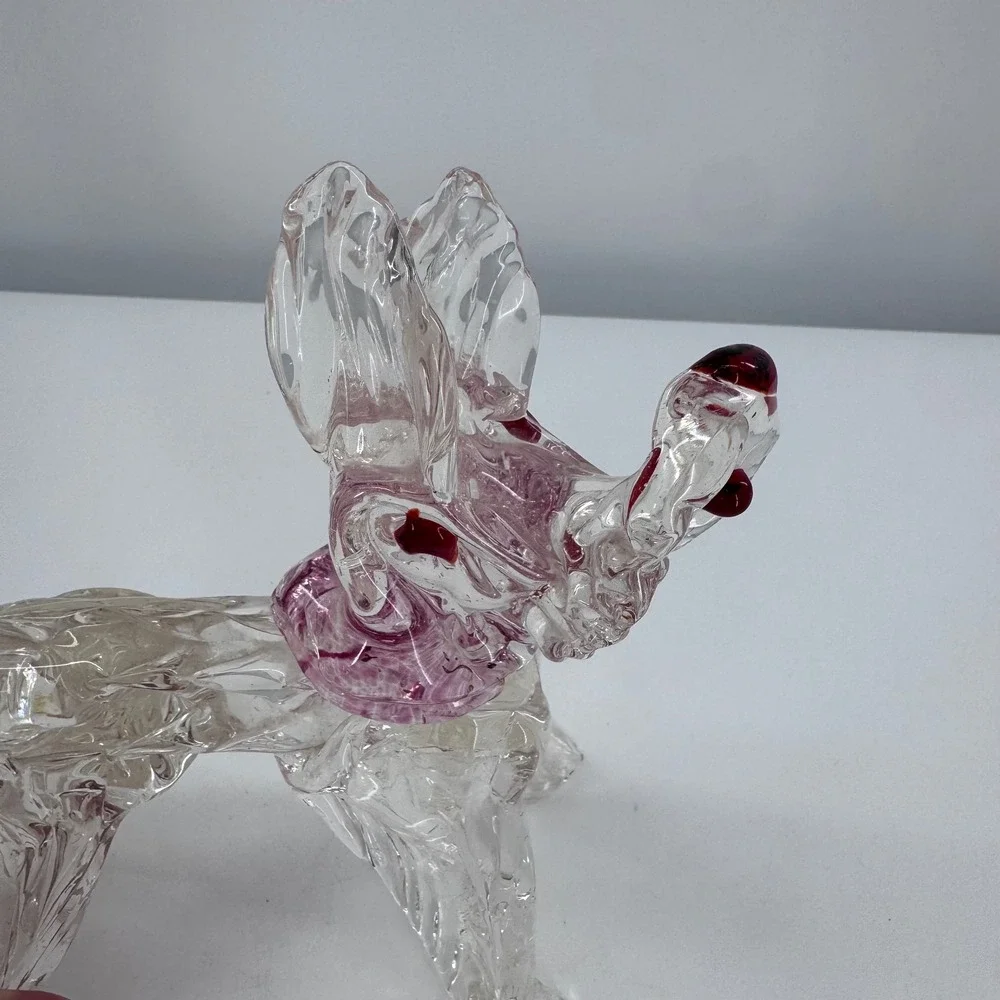Art Glass Dog‎ Figurine Clear Collar Handblown Scottie Schnauzer Murano?